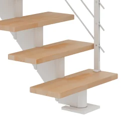 Dolle Mittelholmtreppe Hamburg Buche 75 cm 11 Stufen gerade mit Geländer weiß