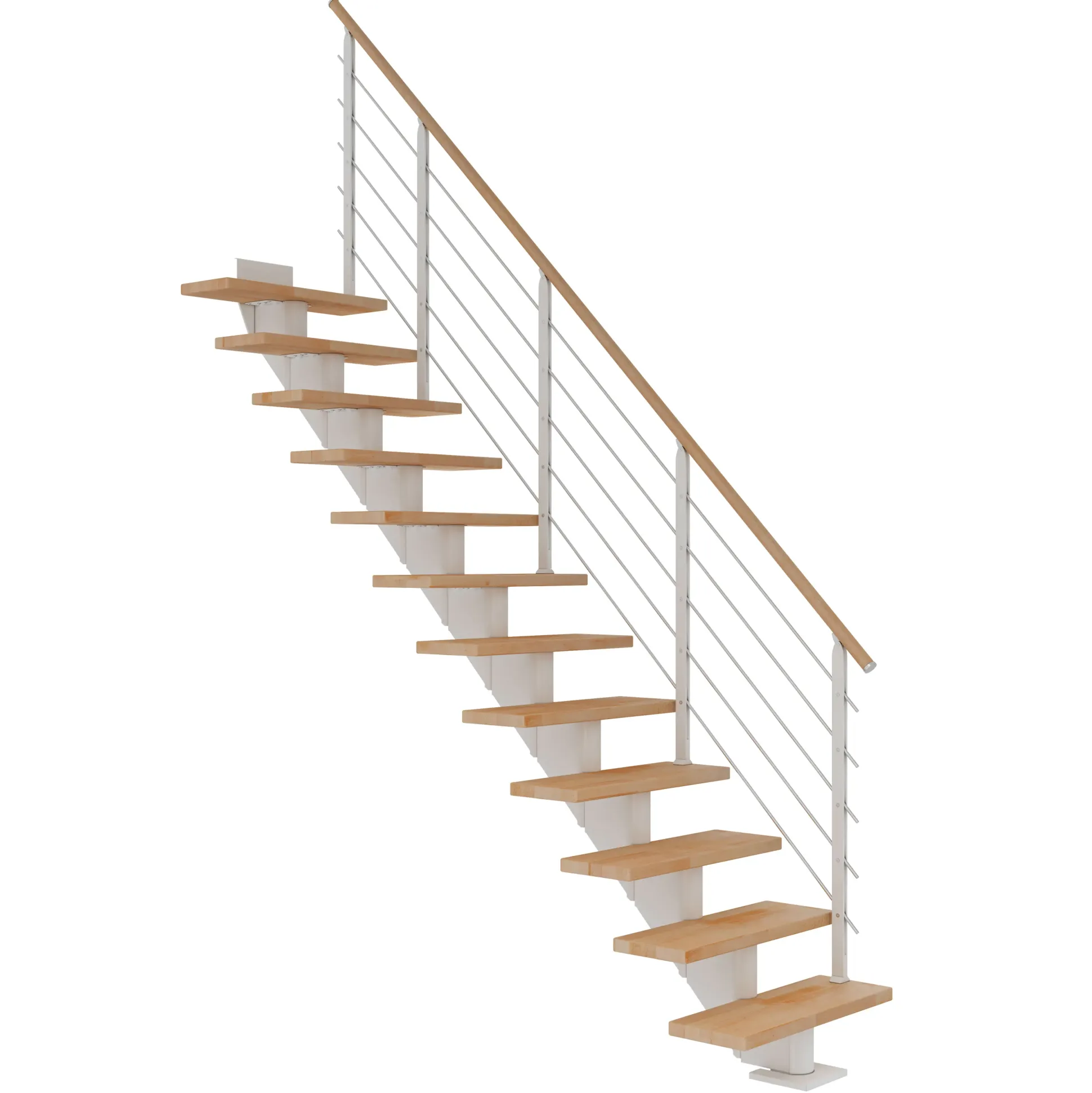Dolle Mittelholmtreppe Hamburg Buche 75 cm 11 Stufen gerade mit Geländer weiß