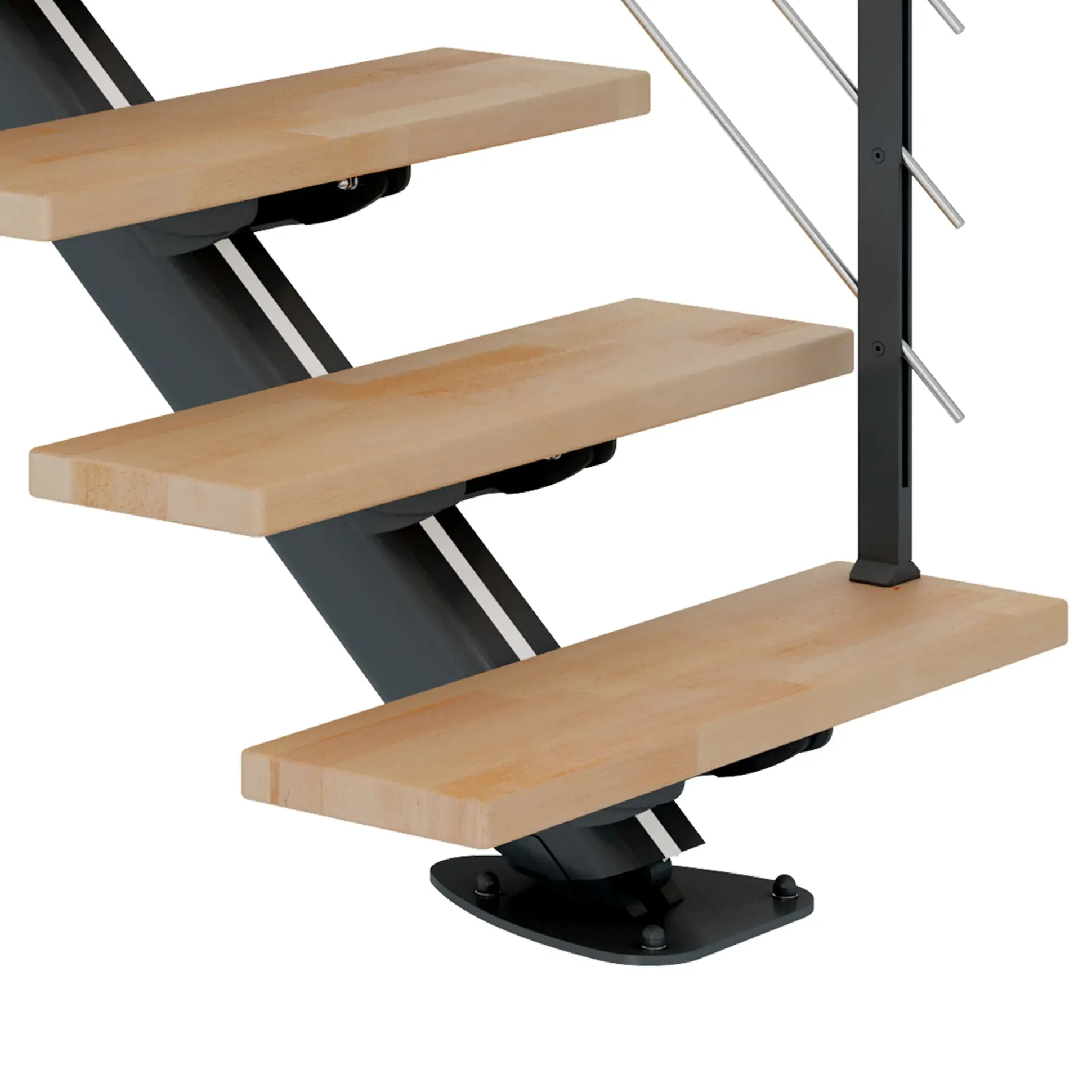 Dolle Mittelholmtreppe Sydney Buche 75 cm 11 Stufen gerade mit Geländer anthrazit