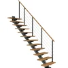 Dolle Mittelholmtreppe Sydney Eiche 75 cm 11 Stufen gerade mit Geländer anthrazit