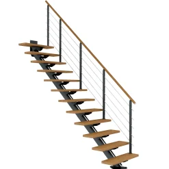 Dolle Mittelholmtreppe Sydney Eiche 75 cm 11 Stufen gerade mit Geländer anthrazit