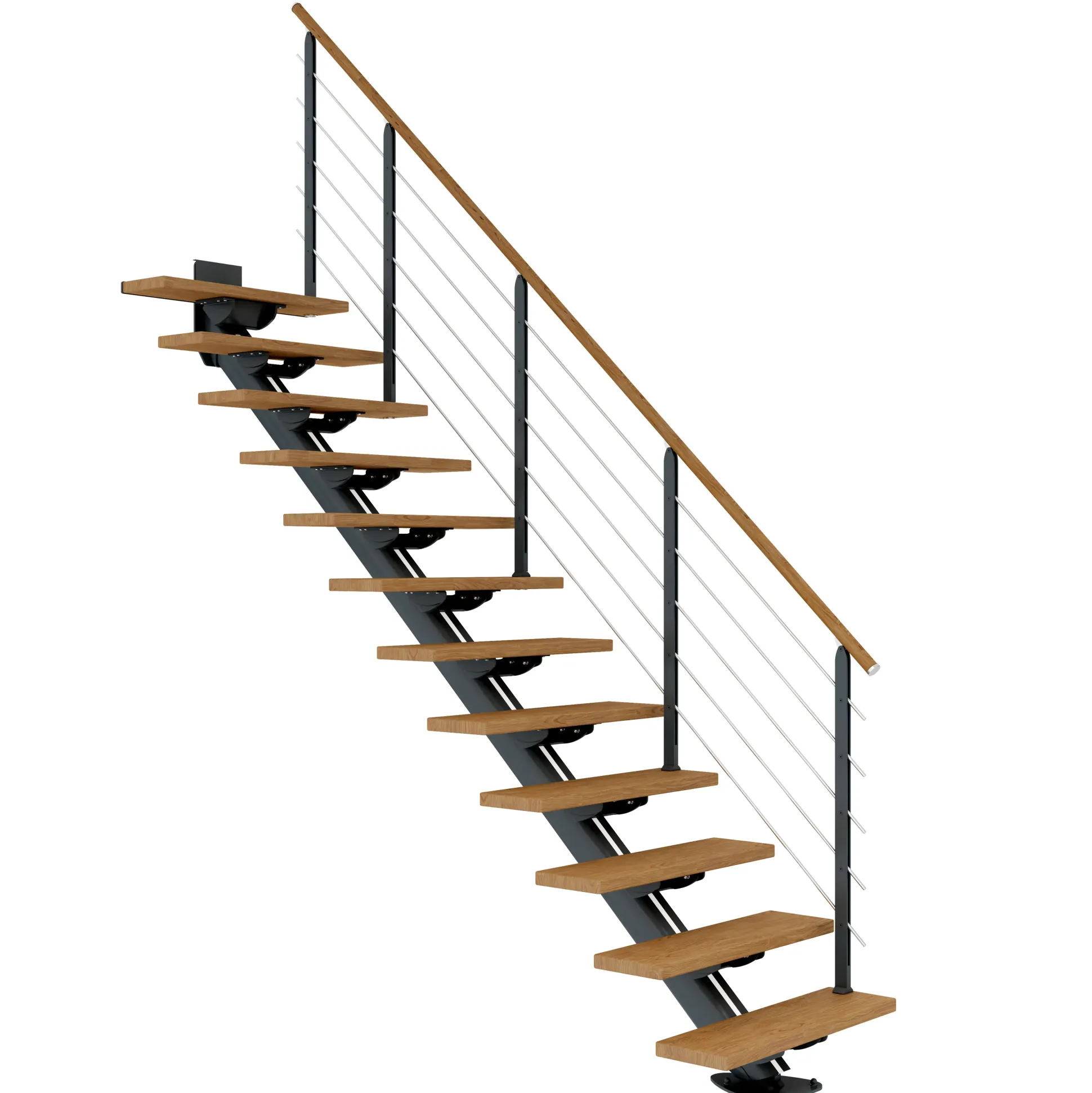 Dolle Mittelholmtreppe Sydney Eiche 75 cm 11 Stufen gerade mit Geländer anthrazit