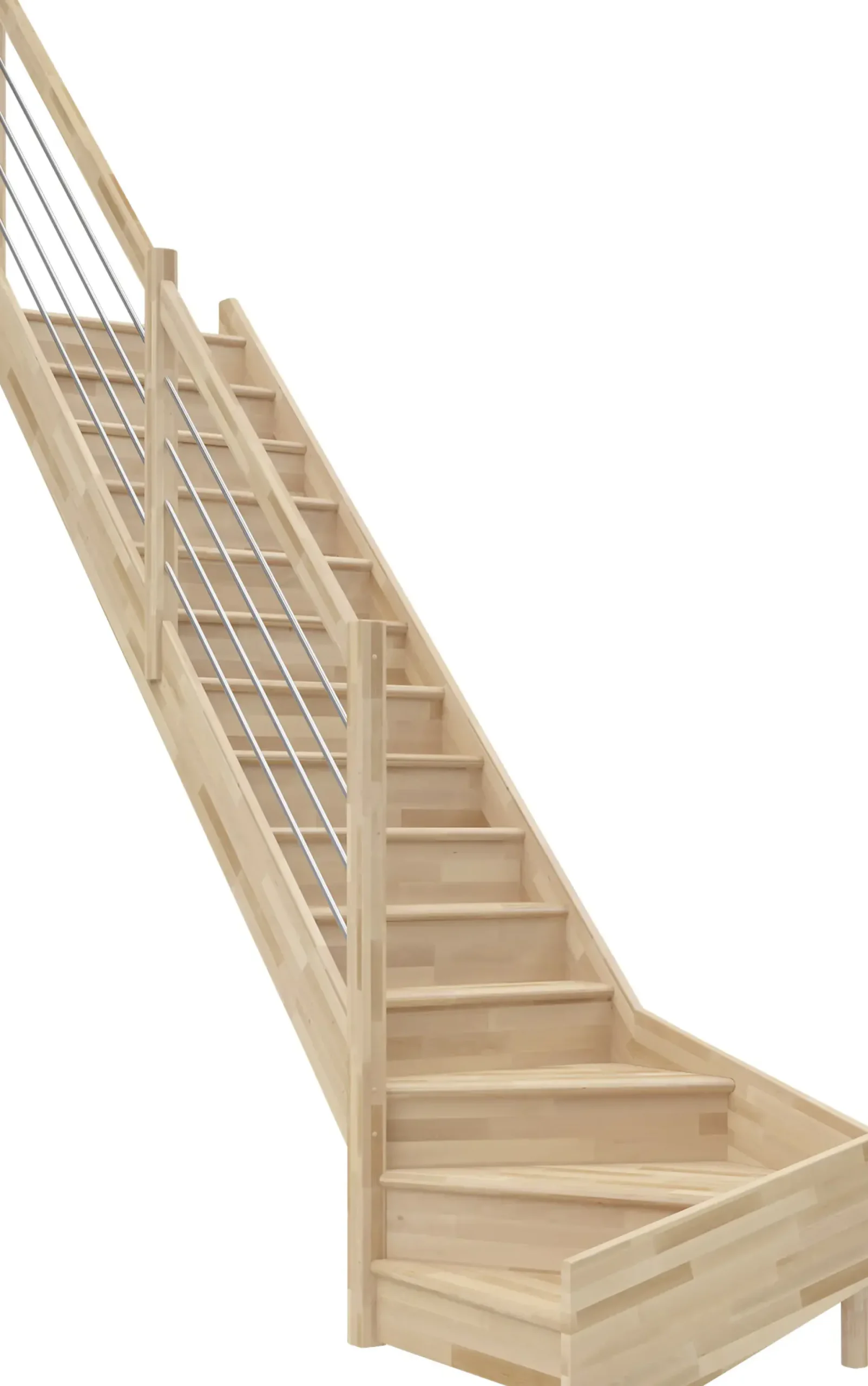 Dolle Raumspartreppen Paris 1/4-gew. Buche versiegelt inkl. Geländer