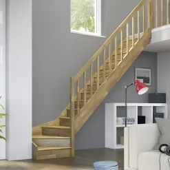 Dolle Raumspartreppen Paris 1/4-gew. Eiche versiegelt inkl. Geländer