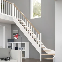 Dolle Raumspartreppen Paris 1/4-gew. Buche weiß inkl. Geländer