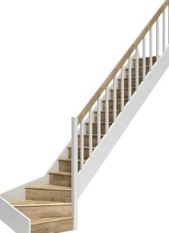 Dolle Raumspartreppen Paris 1/4-gew. Eiche weiß inkl. Geländer