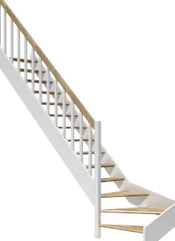 Dolle Raumspartreppen Paris 1/4-gew. Eiche weiß inkl. Geländer