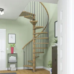 Dolle Spindeltreppe Winnipeg Eiche geölt Ø 140 cm Metallteile grau