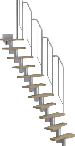 Dolle Systemtreppe Davos 11 Eichestufen Geschosshöhe von 222-276 cm