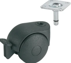 Doppelrolle mit Radfeststeller Ø 50 mm für normale Böden Tragkr. 30 kg