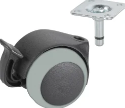 Doppelrolle mit Radfeststeller Ø 50 mm für empfindliche Böden Tragkr. 40 kg