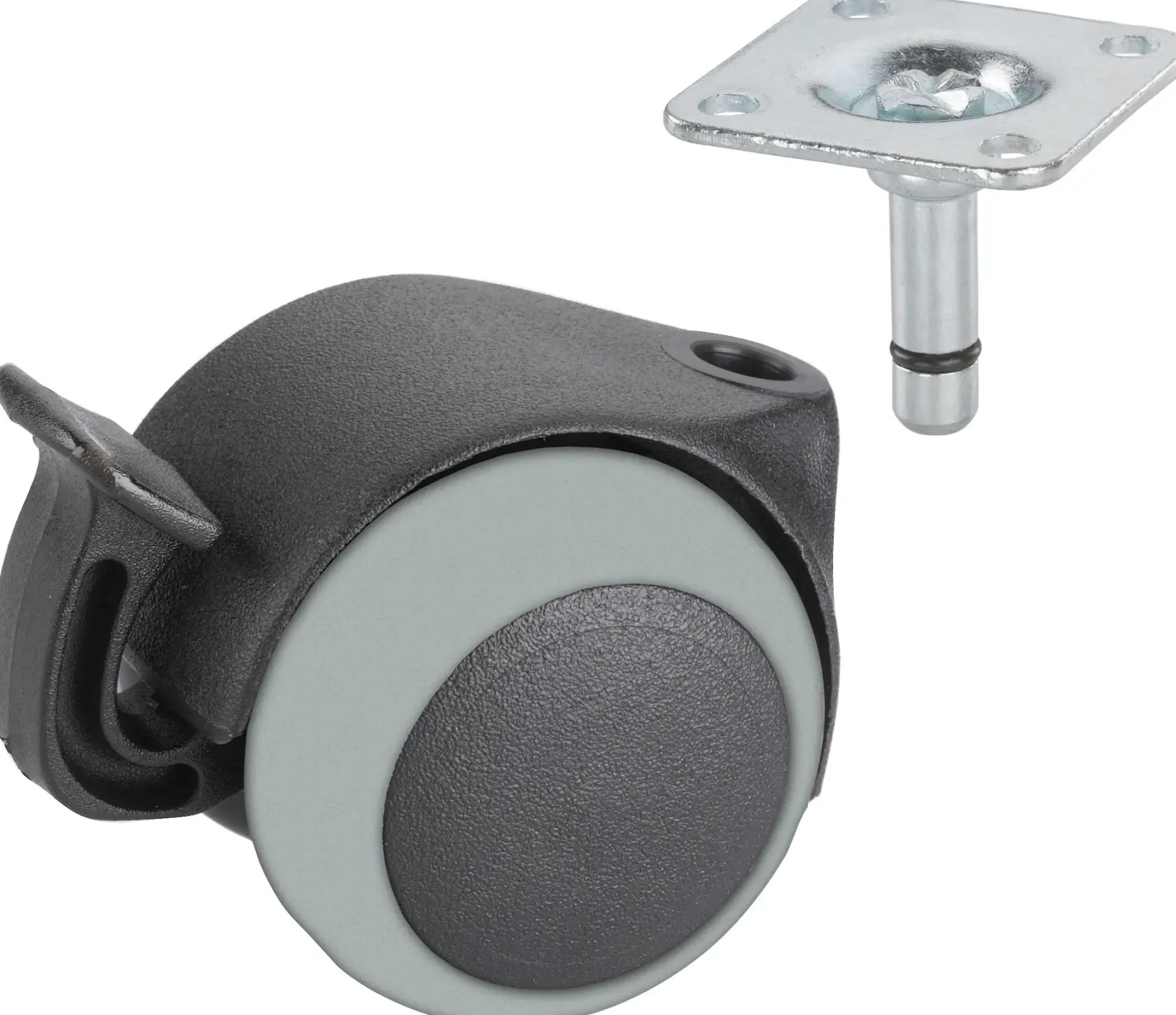 Doppelrolle mit Radfeststeller Ø 50 mm für empfindliche Böden Tragkr. 40 kg