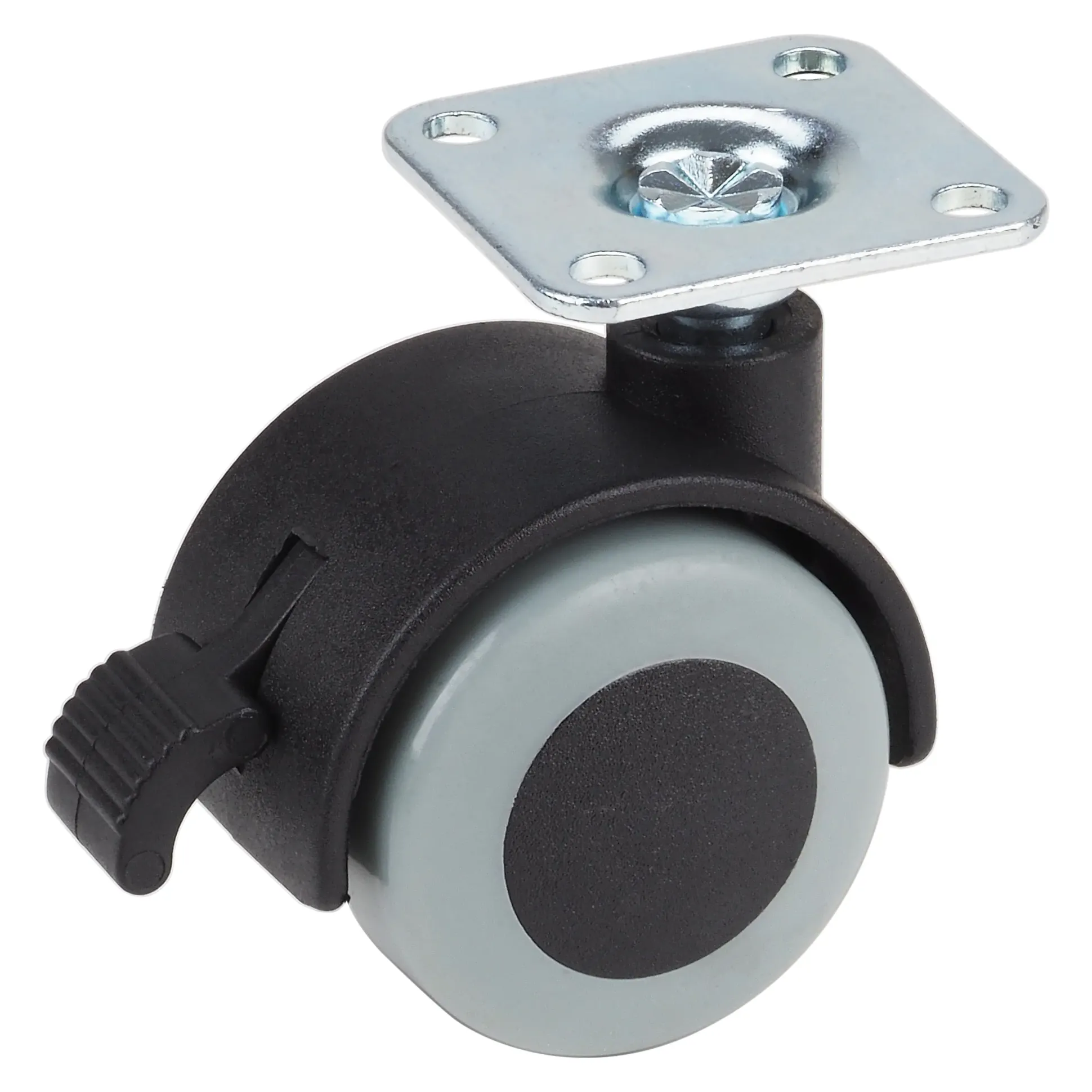 Doppelrolle mit Radfeststeller Ø 40 mm für empfindliche Böden Tragkr. 30 kg