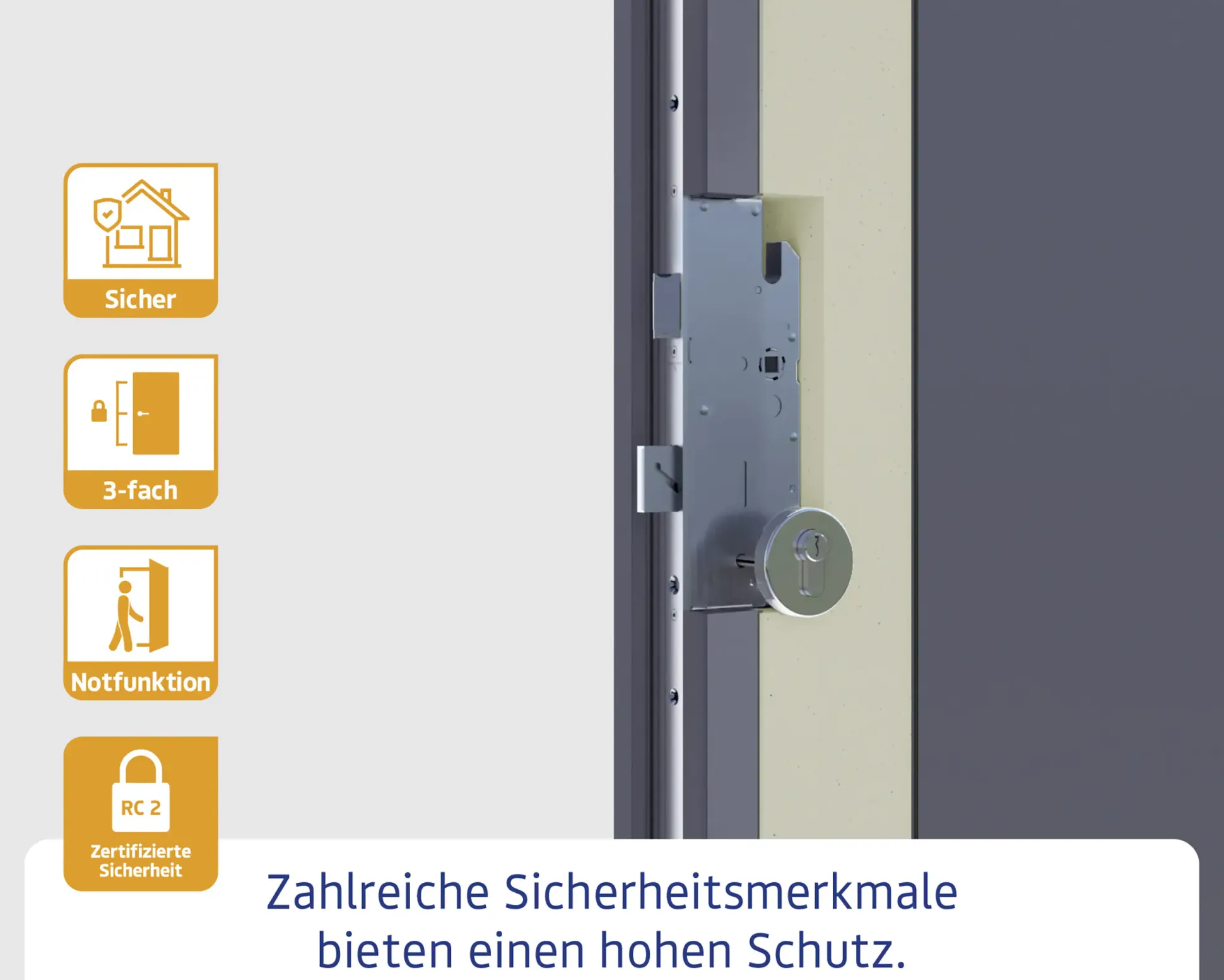 EcoStar Haustür ISOPRO Secur IPS 780S RC2 golden oak 110 x 210 cm