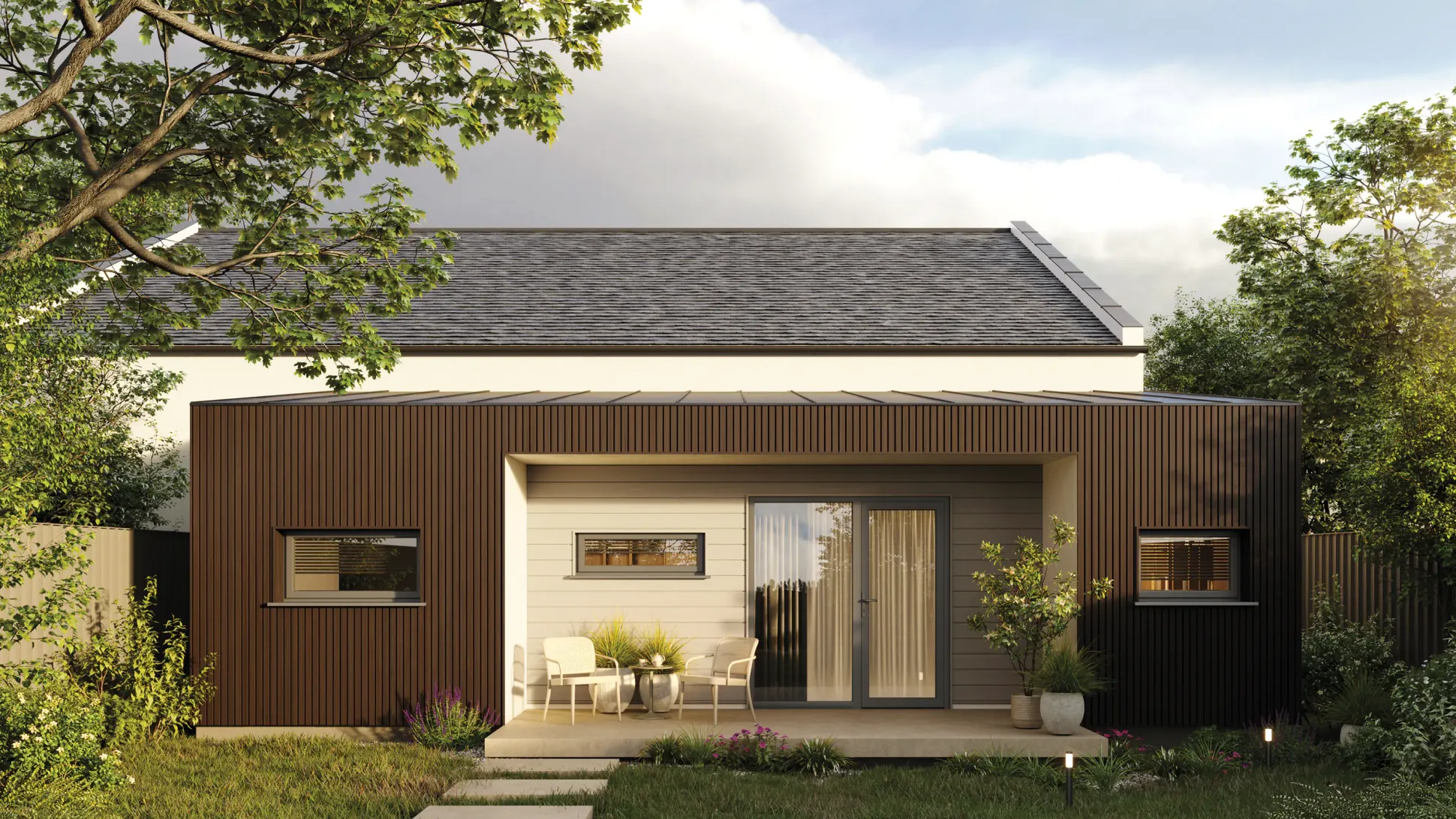 Fassadenverkleidung PVC 295 x 28,3 cm walnuss/schwarz