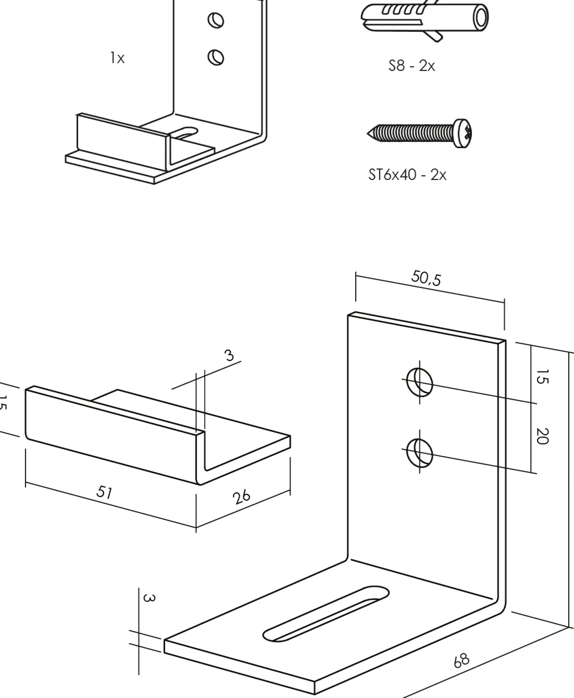 Führungsschiene Schiebetürsystem, schwarz