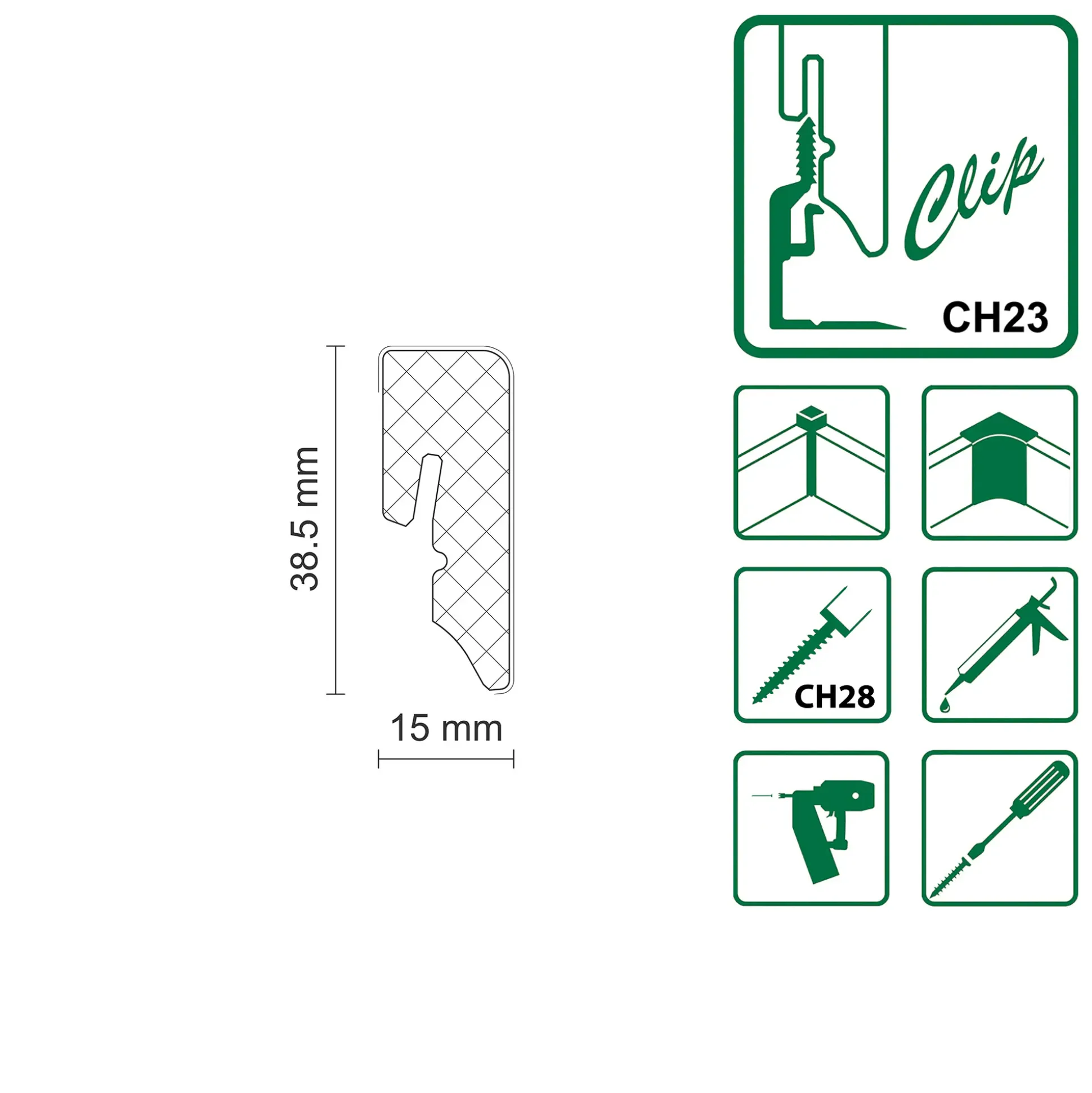FN Neuhofer Fußleiste 240 cm 38,5 x 15 mm Eiche nova Scandic natur foliert