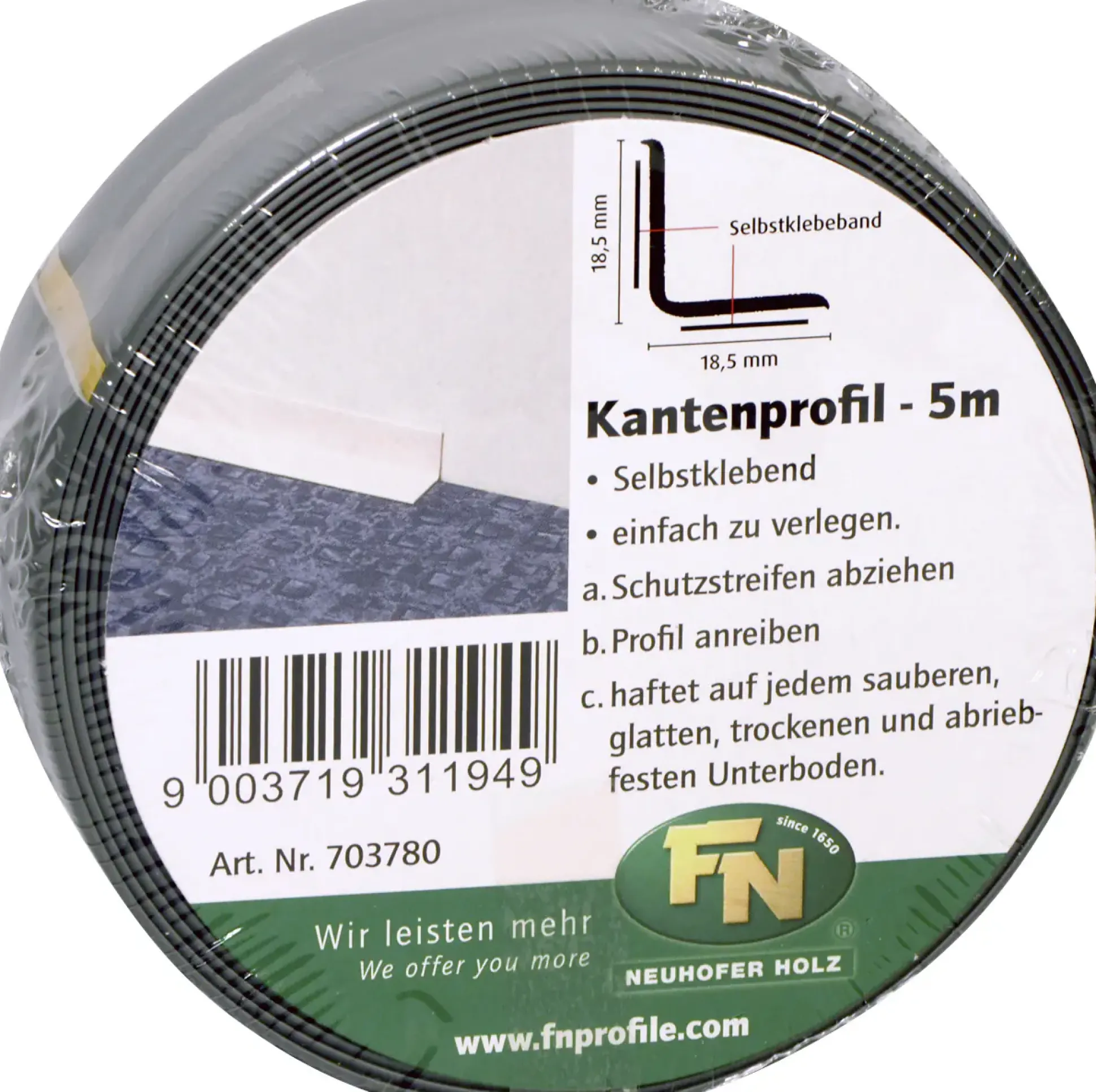 FN Neuhofer Knickwinkelleiste 500 cm 18,5 x 18,5 mm grau