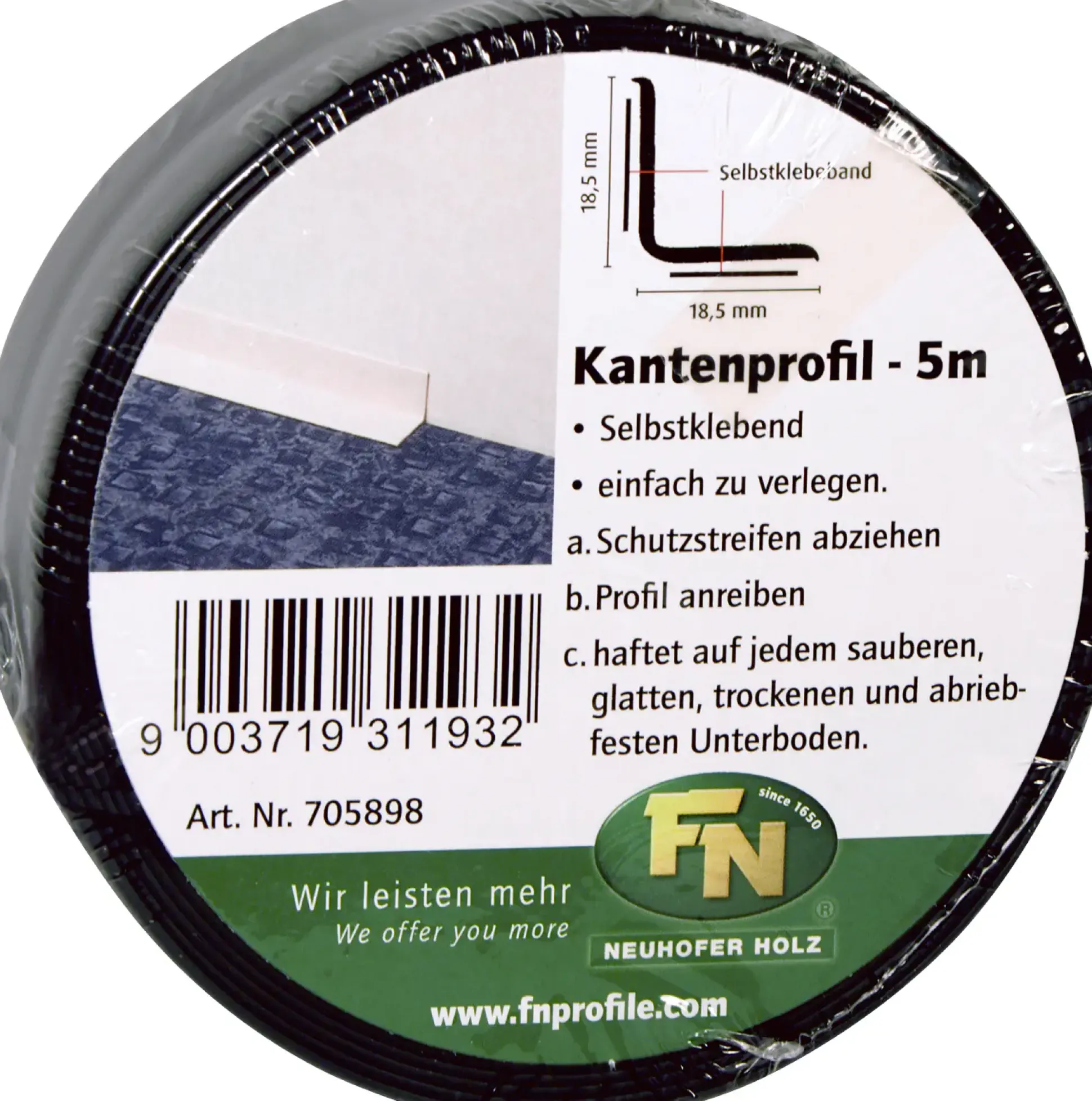FN Neuhofer Knickwinkelleiste 500 cm 18,5 x 18,5 mm schwarz