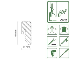 FN Neuhofer Sockelleiste eckig RAL9010 240 cm 40 x 16 mm Fichte/Kiefer