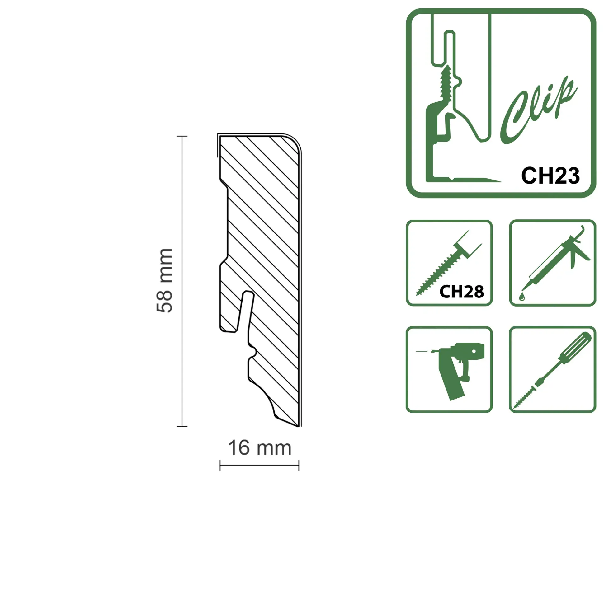 FN Neuhofer Sockelleiste Eckig 250 cm 58 x 16 mm Fichte oder Kiefer