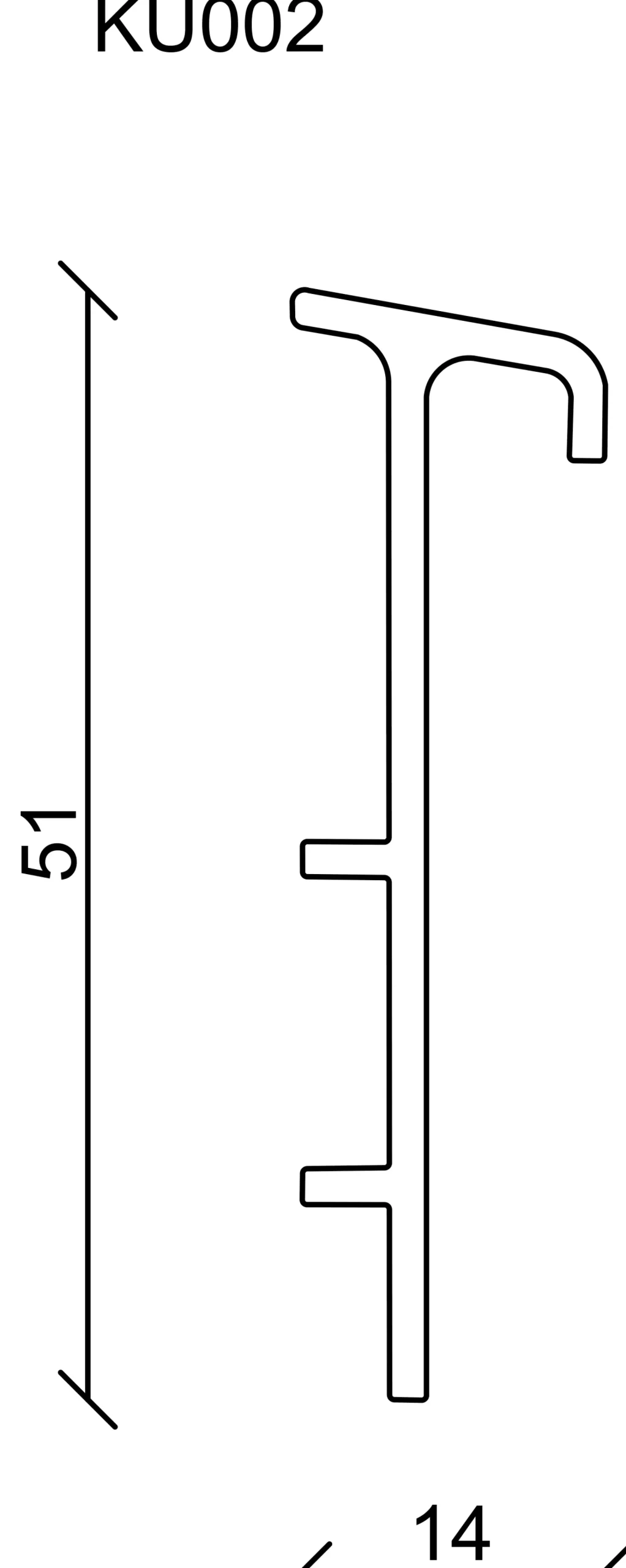 FN Neuhofer Teppicheinschubleiste 250 cm 51 x 14 mm Eiche bedruckt