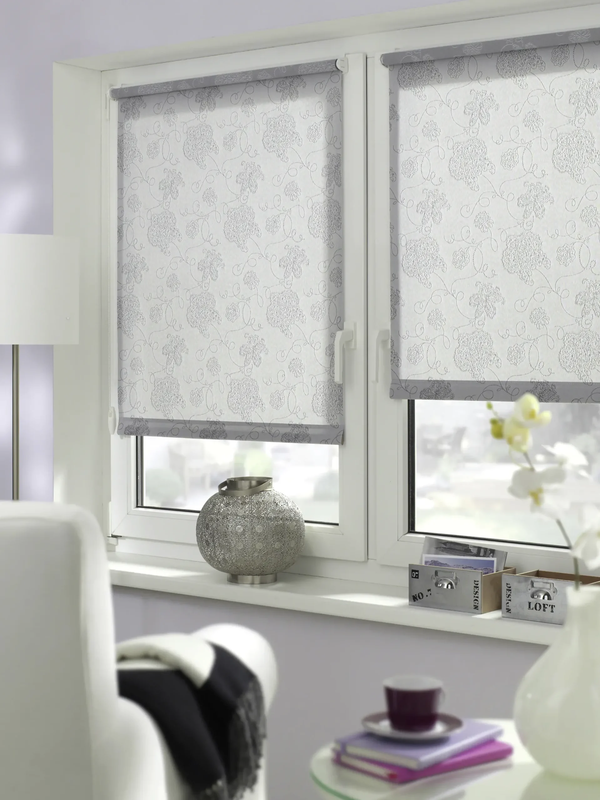 Gardinia EasyFix Rollo bestickt silber 75 x 150 cm