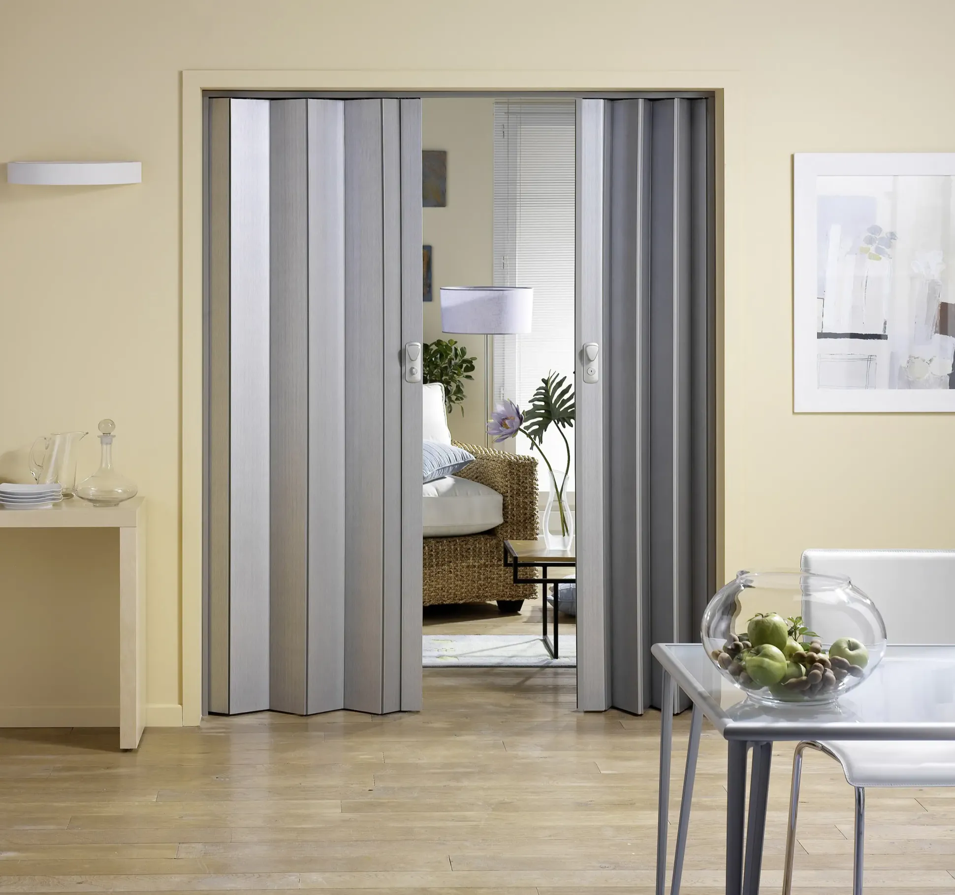 Grosfillex Falttüre Spacy Aluminium Optik 84 x 205 cm