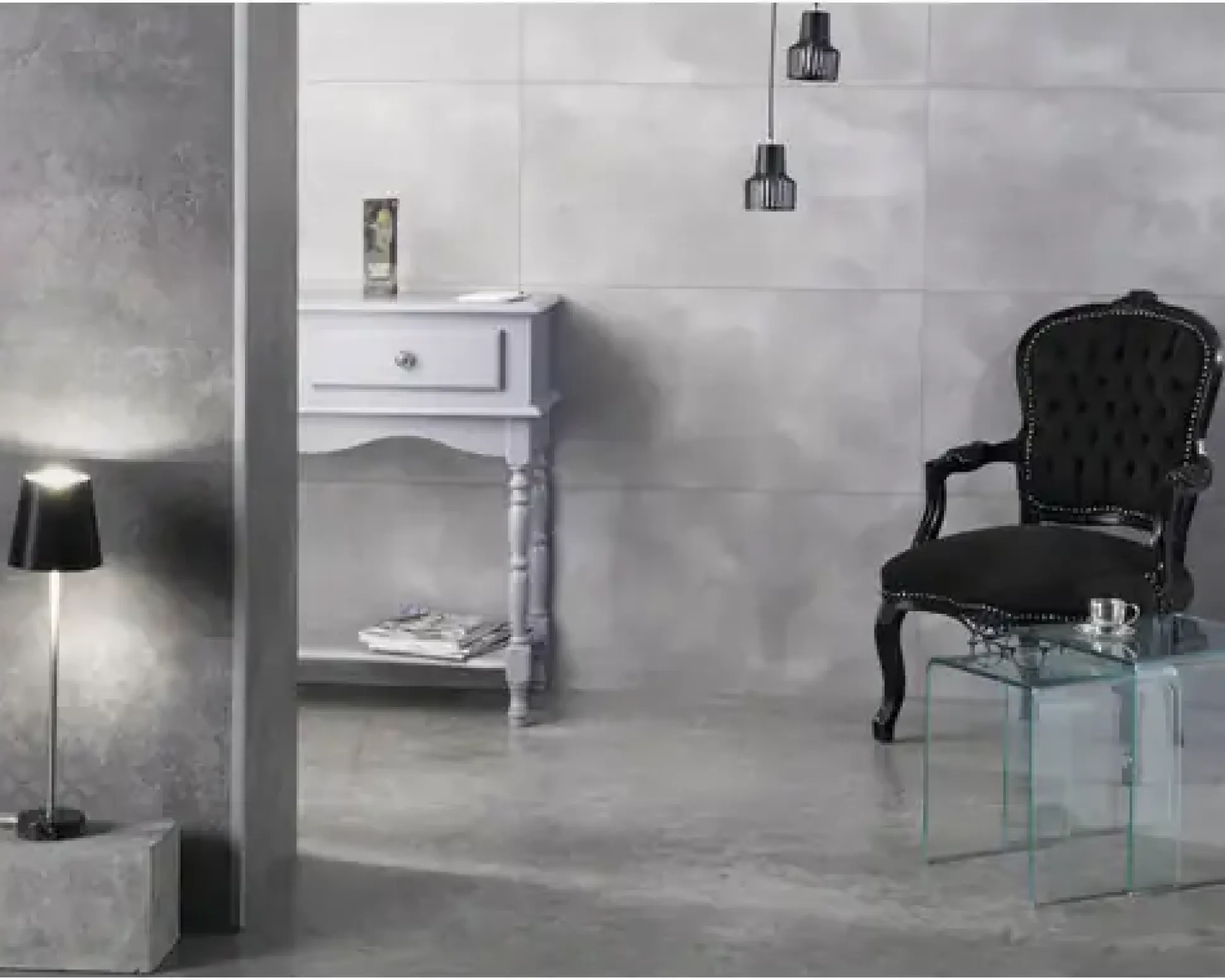 Grosfillex Kunststoffpaneel GX Wall+ Grey Cement Flower 90 x 45 cm 5 mm