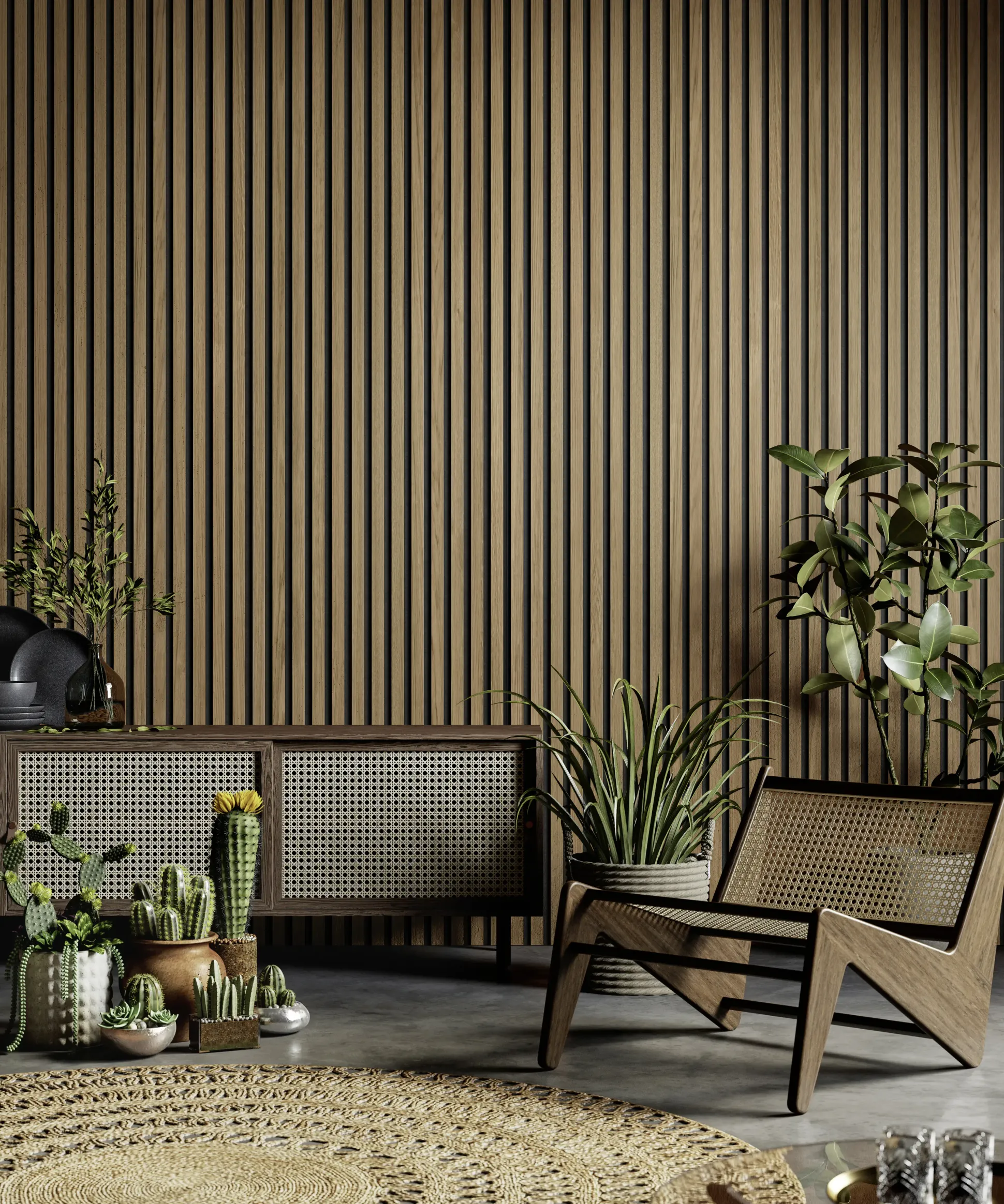 Grosfillex Wandpaneel Kunststoff LINIO 260 x 37,5 cm 8 mm Light Oak 3 Stück