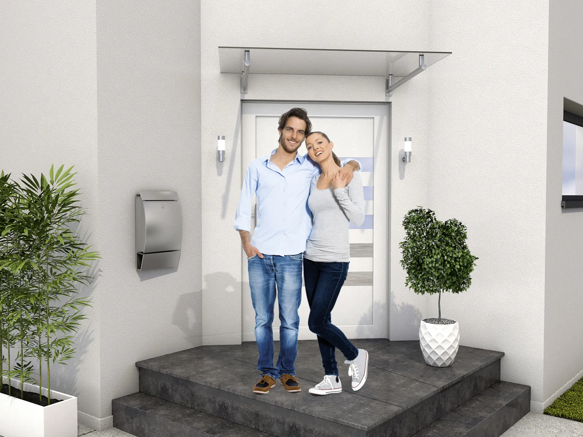 Gutta Edelstahlvordach HD 160 Edelstahl, Verbundglas klar