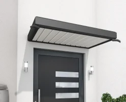 Gutta Rechteckvordach NM 150 Aluminium anthrazit, Kunststoff weiß
