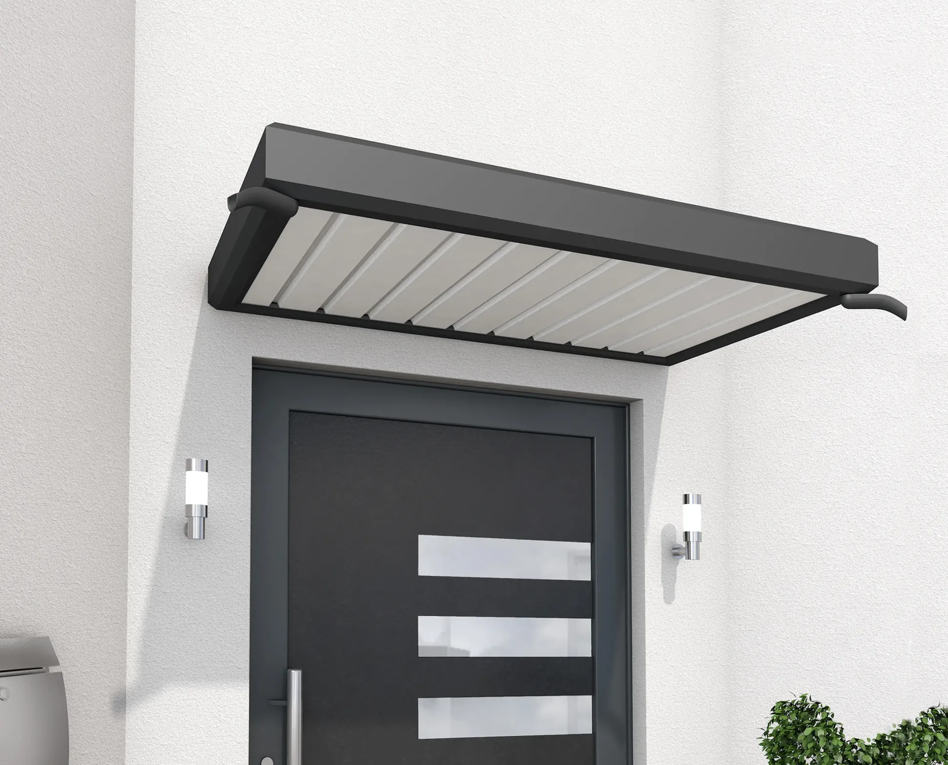 Gutta Rechteckvordach NM 150 Aluminium anthrazit, Kunststoff weiß