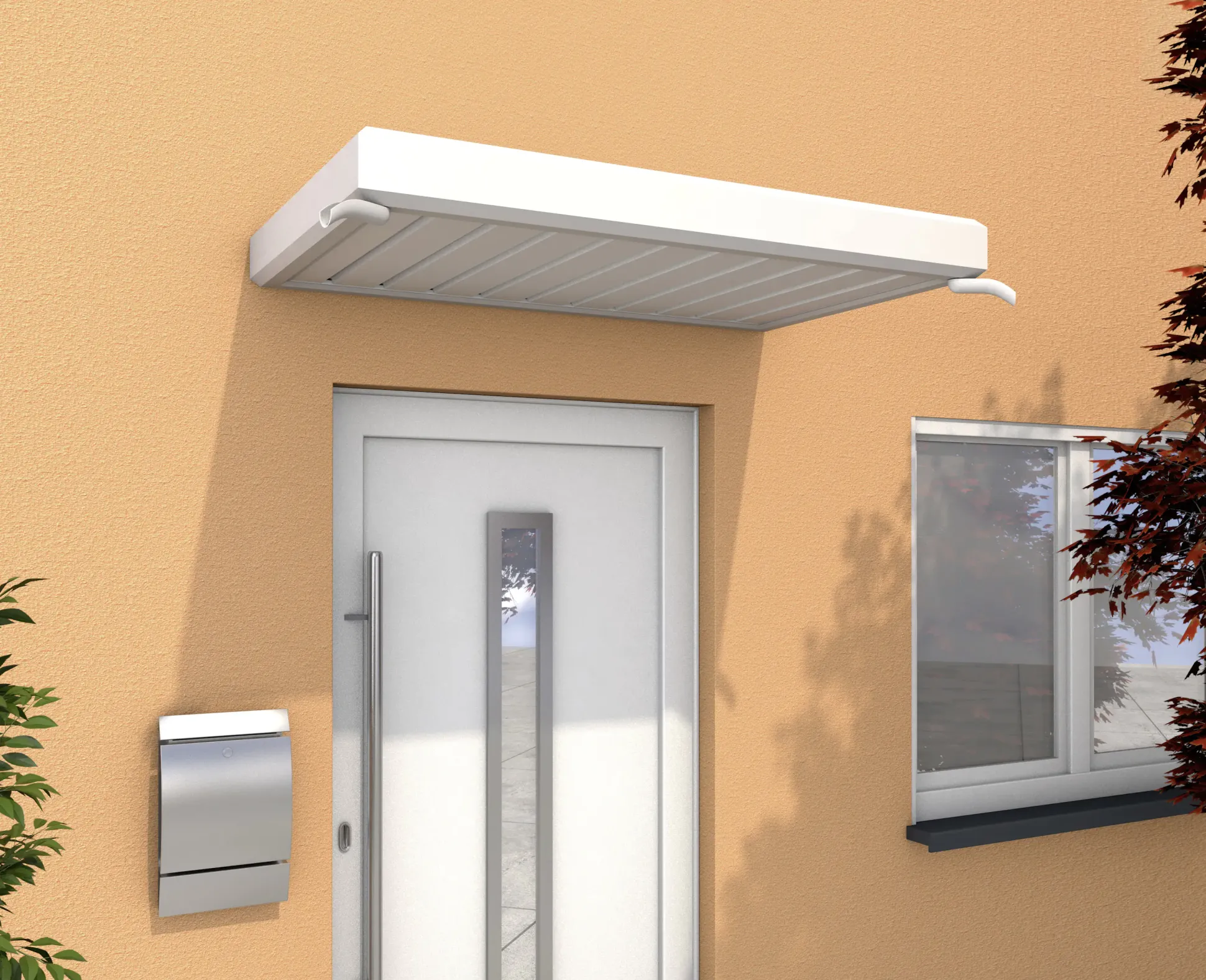 Gutta Rechteckvordach NM 150 Aluminium weiß, Kunststoff weiß