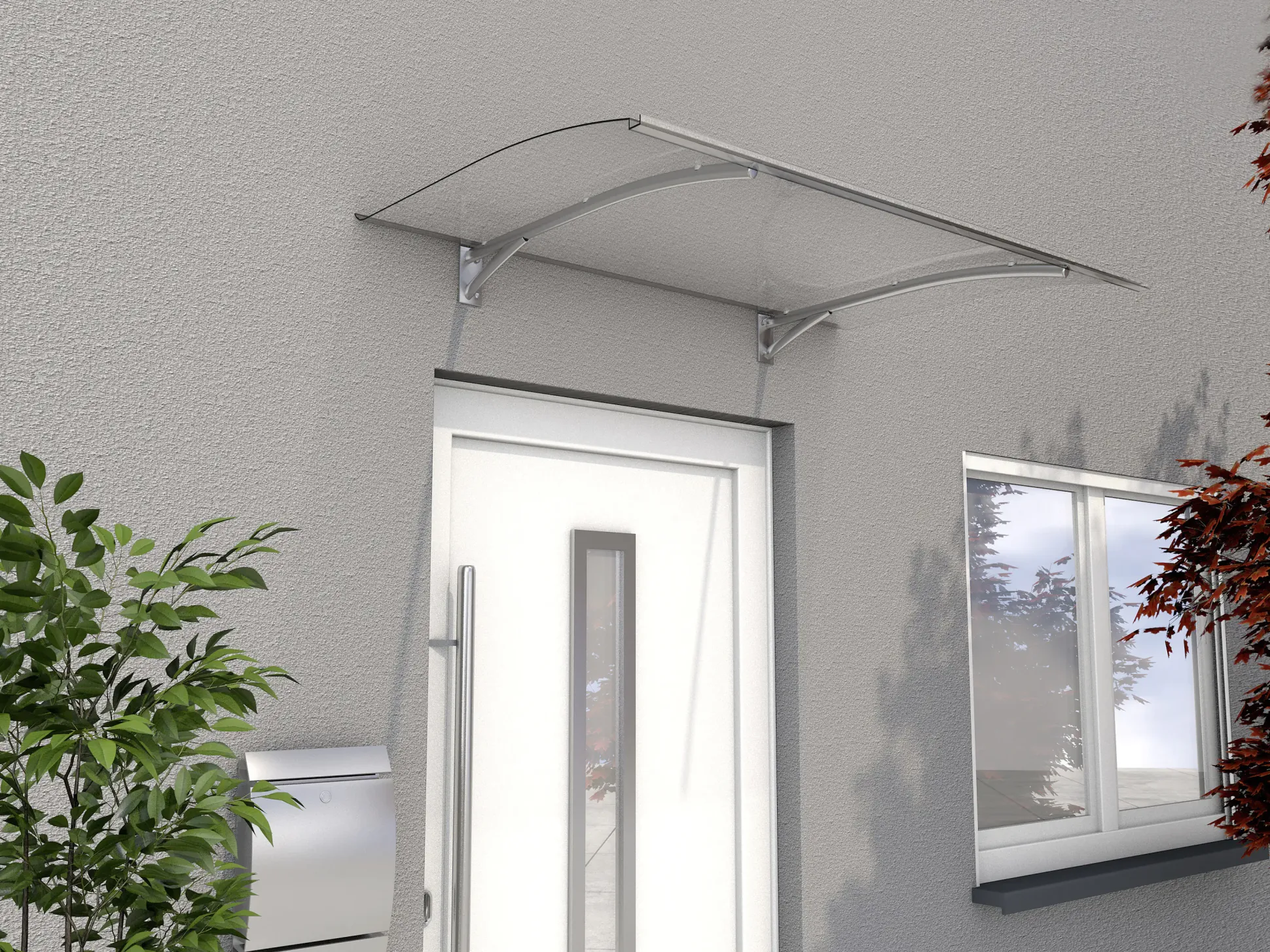Gutta Vordach PT Secco 150 Edelstahloptik, Polycarbonat klar