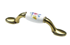 Hettich Möbelgriff Keramik weiß/floral 18 x 126,5 x 30 mm - 1 Stück
