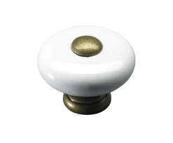 Hettich Möbelknopf Keramik weiß/gold Ø 32,0 mm - 1 Stück