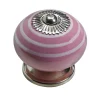 Hettich Möbelknopf Keramik pink mit weißen Streifen Ø 40,0 mm - 1 Stück