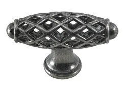 Hettich Möbelknopf Zinkdruckguss brüniert silber 58,0 x 20,0 mm - 1 Stück