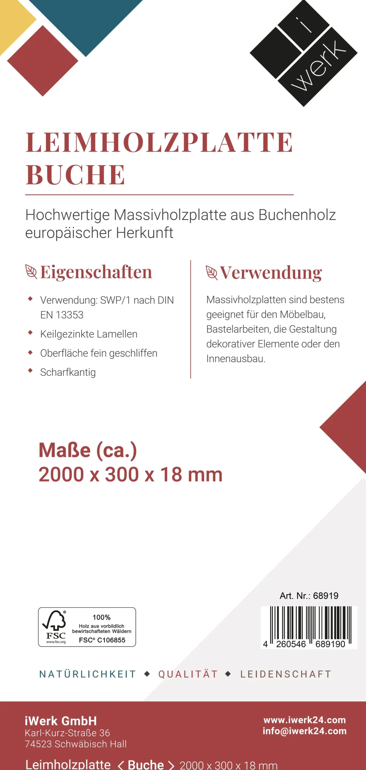 Leimholz Buche 200 x 30 cm 18 mm