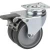 Lenkrolle mit Platte und Totalfeststeller 75 x 25 mm, Tragkr. 100 kg