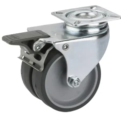 Lenkrolle mit Platte und Totalfeststeller 50 x 18 mm, Tragkr. 80 kg