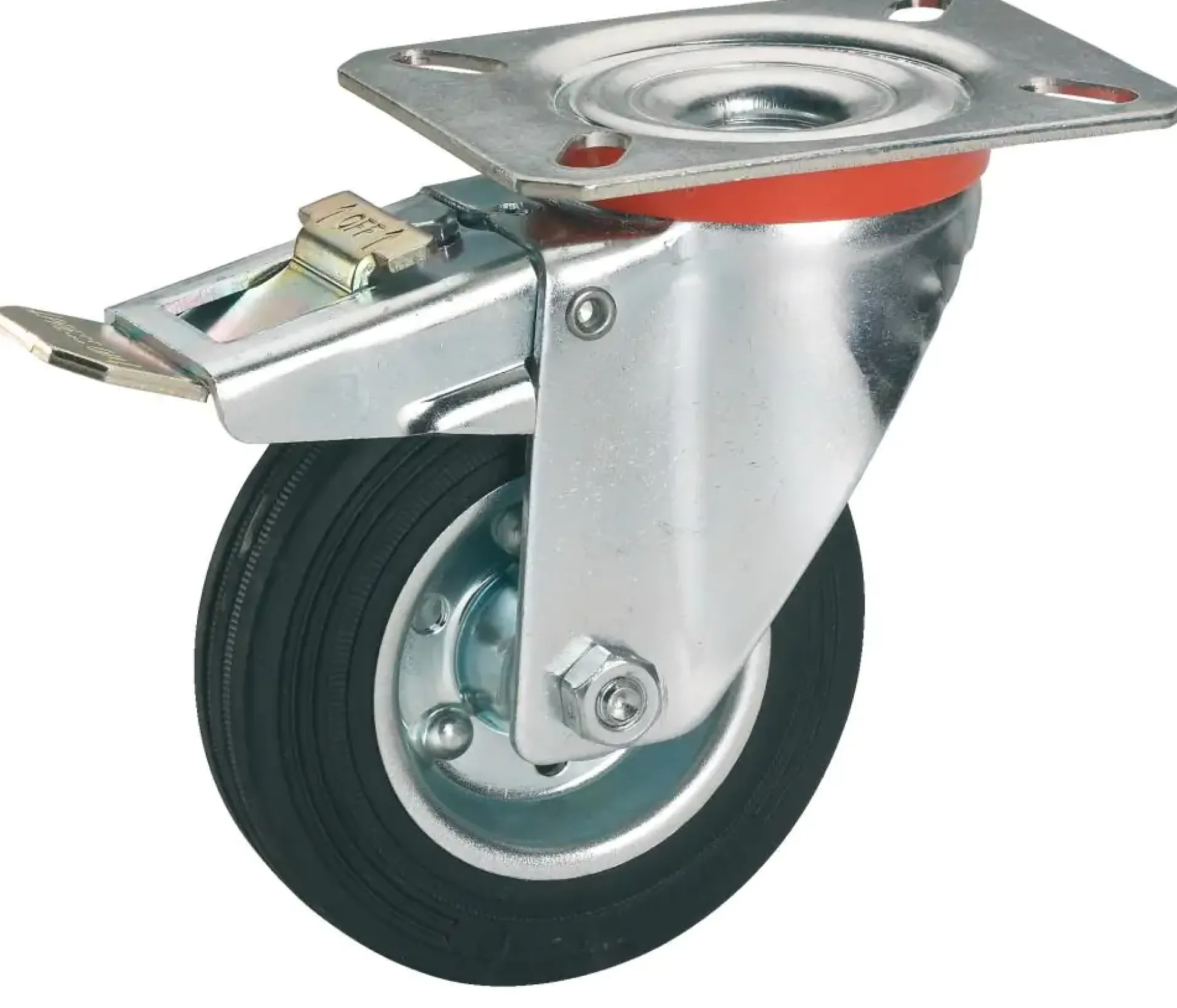 Lenkrolle mit Platte und Totalfeststeller 125 x 37 mm, Tragkr. 100 kg