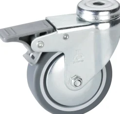 Lenkrolle mit Rückenloch und Totalfeststeller 100 x 25 mm, Tragkr. 55 kg