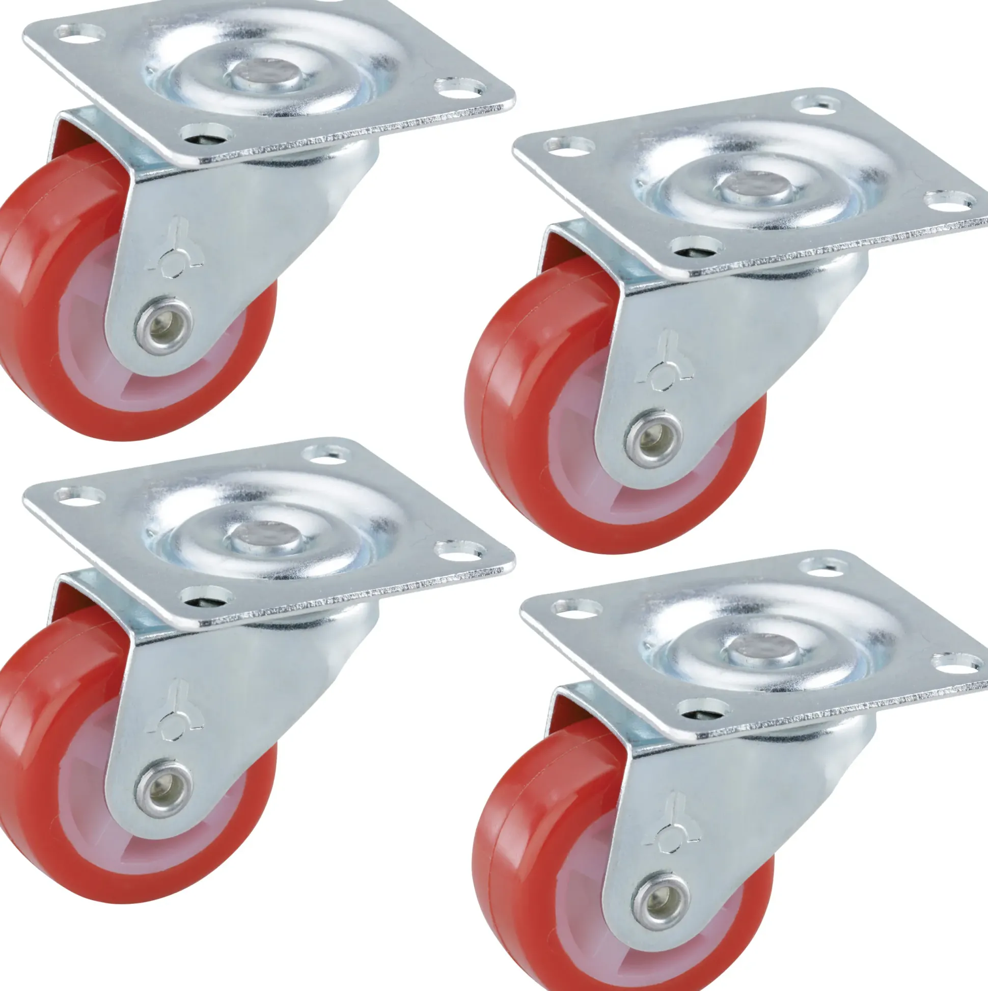 Möbel-Lenkrollen 30 x 14 mm Tragkr. 60 kg 4er Pack rot
