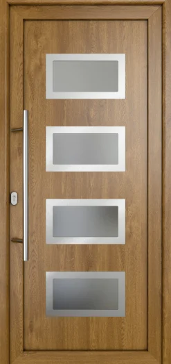 Meeth Haustür Signum Pro PVC Modell 92 98 x 208 cm DIN Links weiß/golden oak