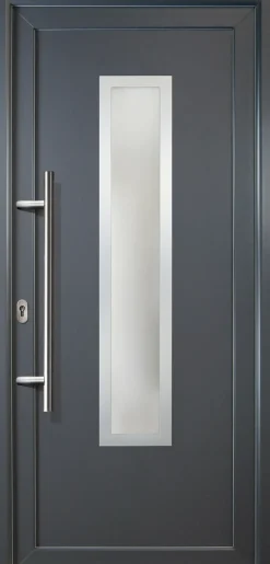 Meeth Haustür Signum PVC Exclusiv PVC Modell 32 98 x 208 cm, DIN links, weiß/titan