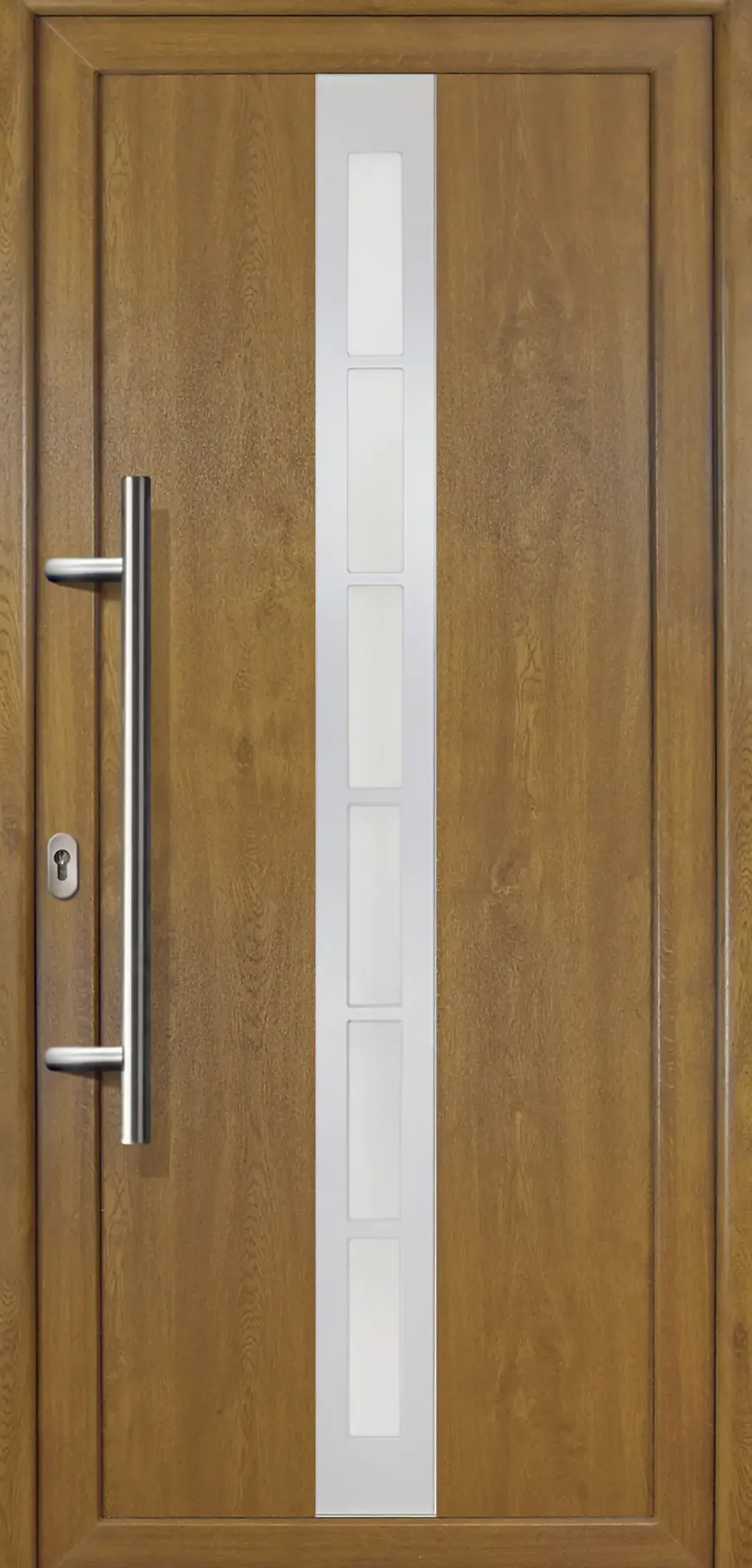 Meeth Haustür Signum PVC Exclusiv PVC Modell 38 108 x 200 cm, DIN links, weiß/golden Oak