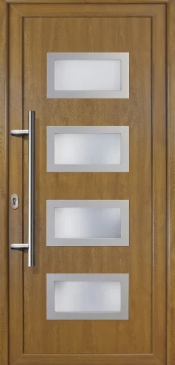 Meeth Haustür Signum PVC Exclusiv PVC Modell 92 108 x 208 cm, DIN links, weiß/golden Oak