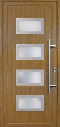 Meeth Haustür Signum PVC Exclusiv PVC Modell 92 108 x 200 cm, DIN rechts, weiß/golden Oak